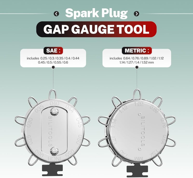 BILITOOLS 10 PCS Magnetic Spark Plug Socket Set with Click Torque Wrench & Spark Plug Gap Tool, 3/8 Inch Magnetic Sockets 9/16" 5/8" 3/4" 13/16" 14mm16mm18mm, Extension Bar, Cr-V Steel - Image 3